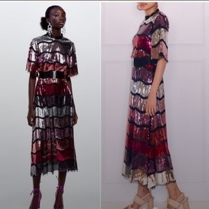Zara nwt limited edition sequin dress with belt -S